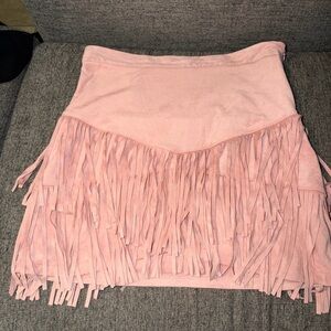 Altar'd State Blush Fringe Mini Skirt